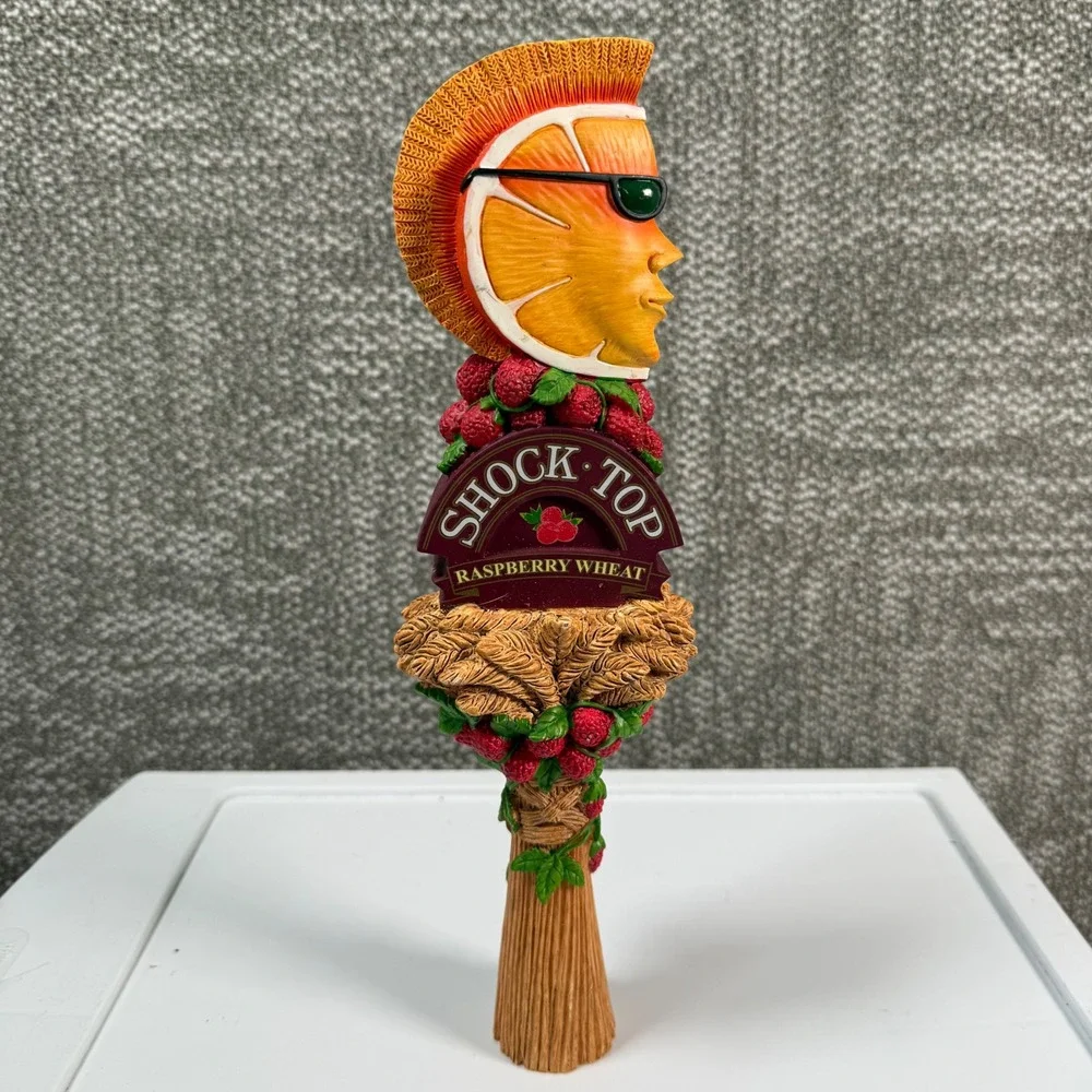 Shock Top Raspberry Wheat Beer Tap Handle Orange Mohawk Bar Decor Collectible